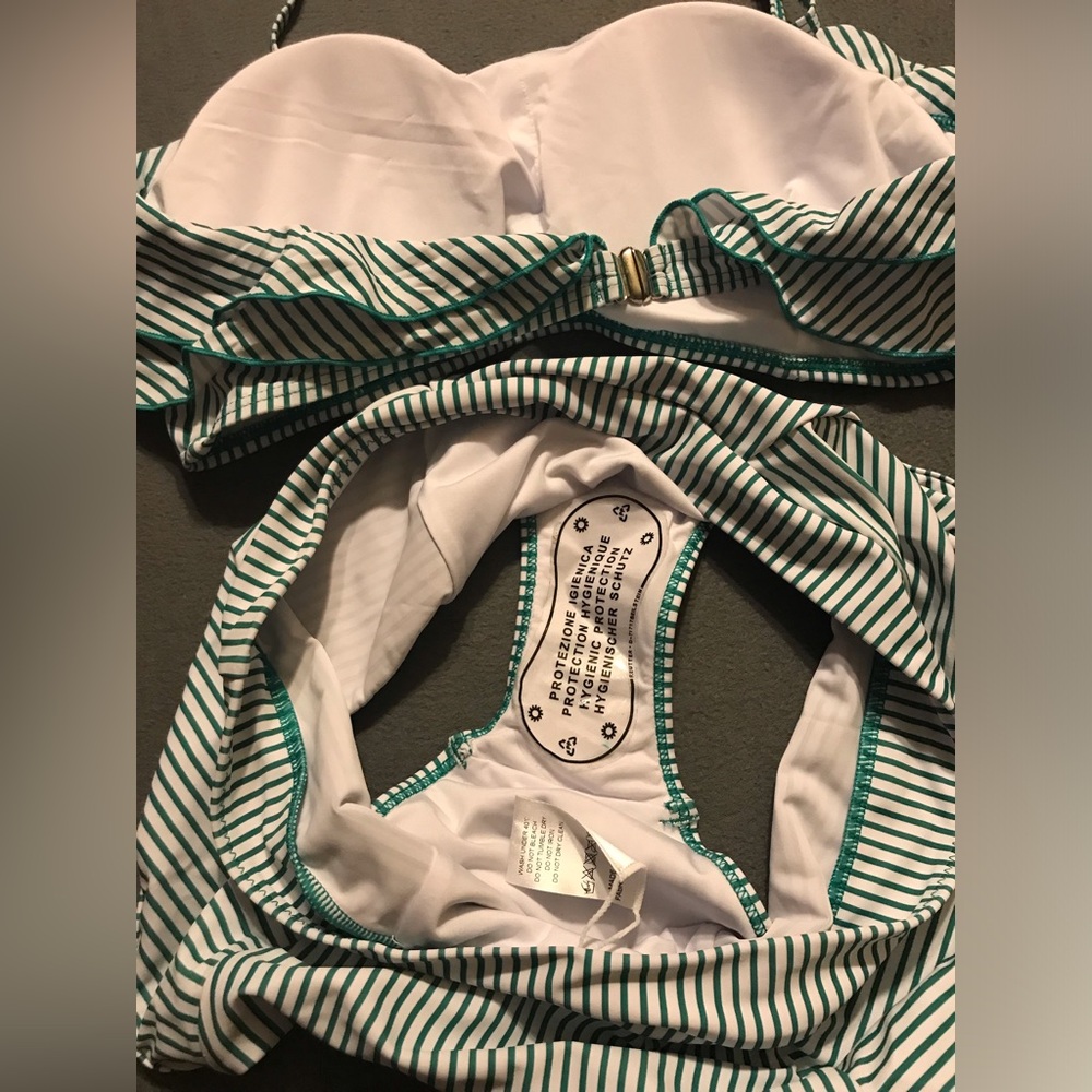 NEW Striped Ruffle Bikini - Picture 7 of 16